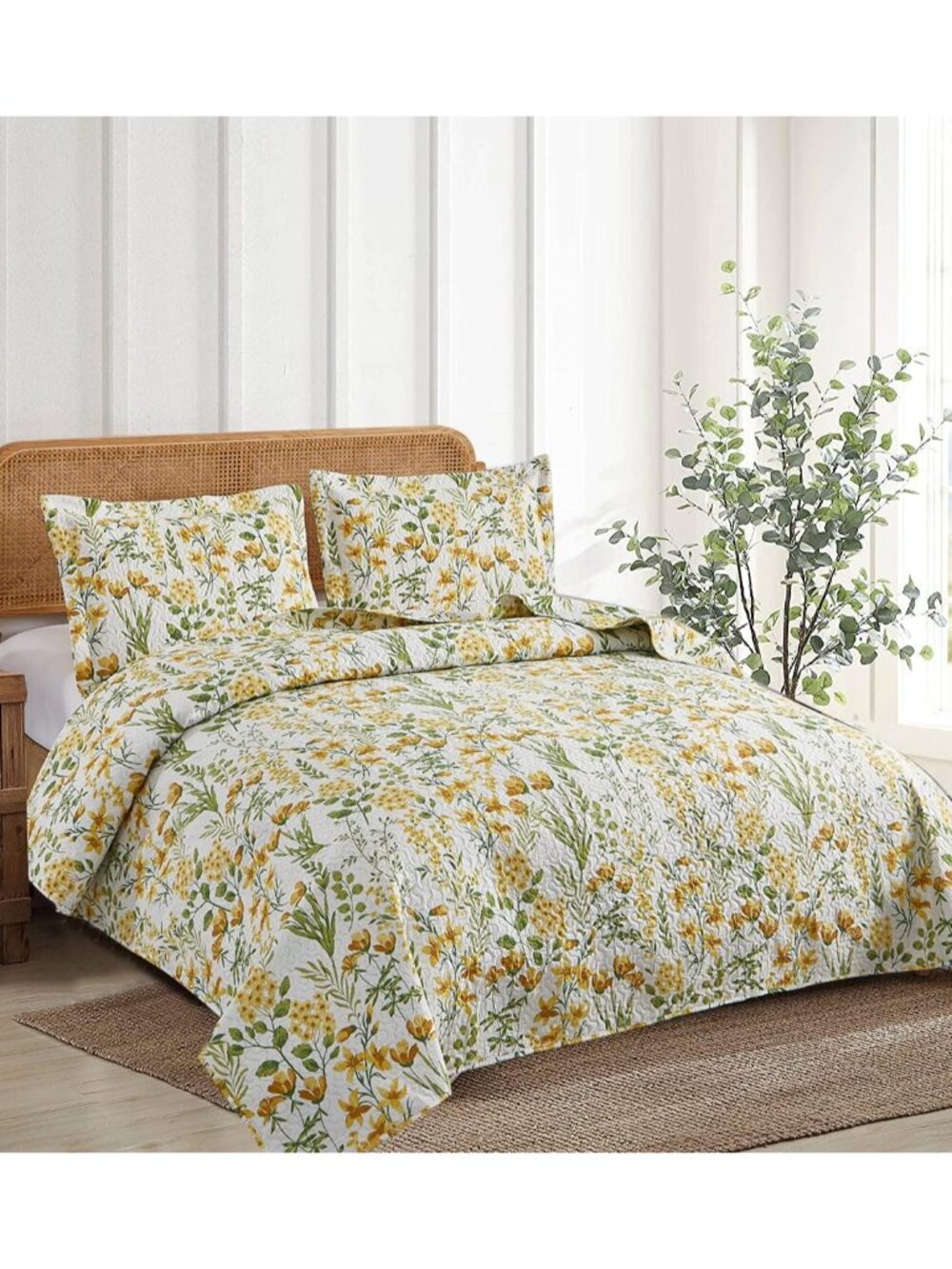 Floral Quilt Sets Full/Queen Size Reversible Countryside Bedspread Coverlets Lig - Picture 2 of 7